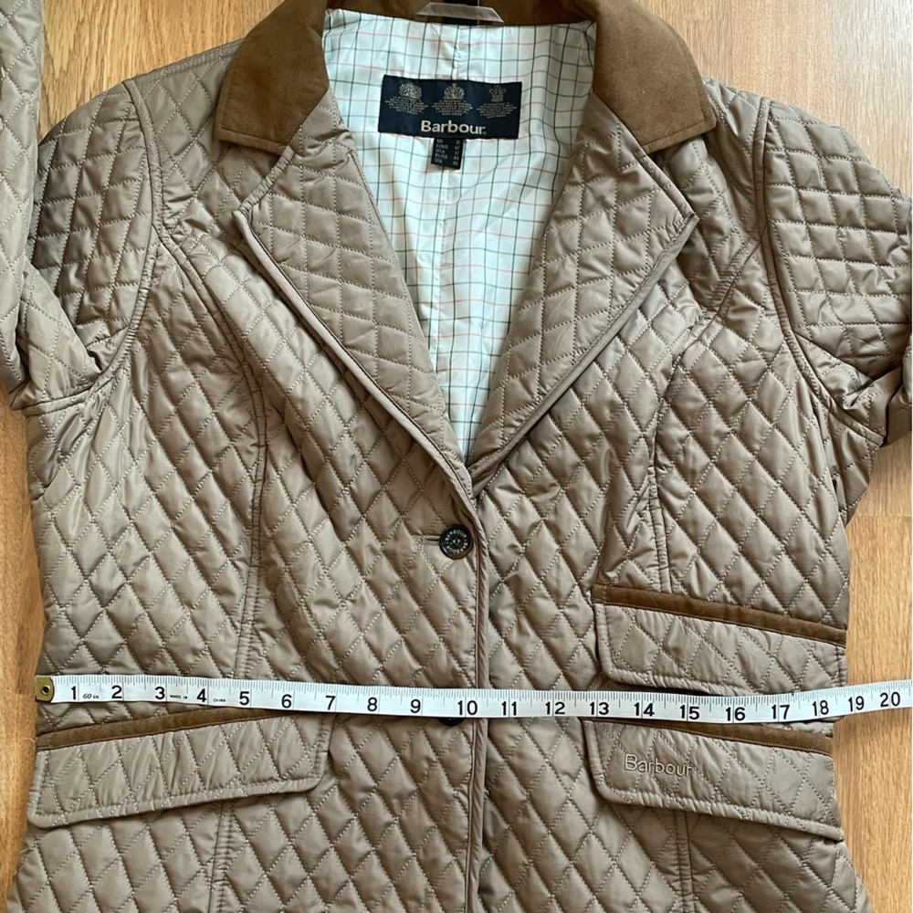 Barbour Downham Women's Quilted Tan Blazer with Brown Accents US Size 12 - Picture 8 of 16